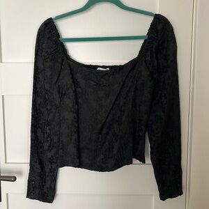 NWOT Rouje black brocade blouse top puff sleeve 36 small